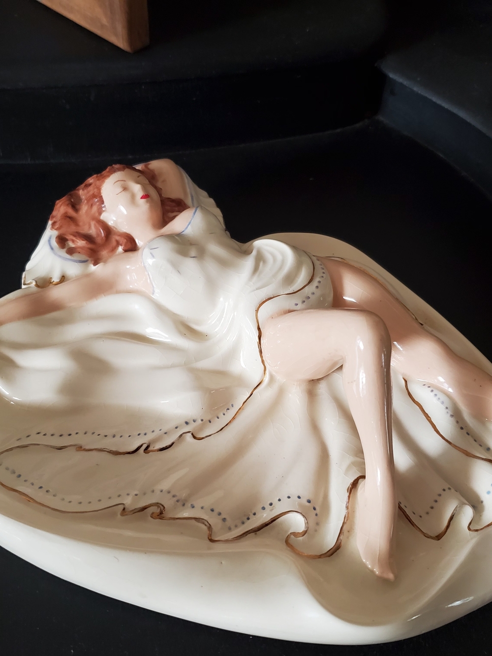 Ceramic Pin Up Figural Woman Trinket Ashtray